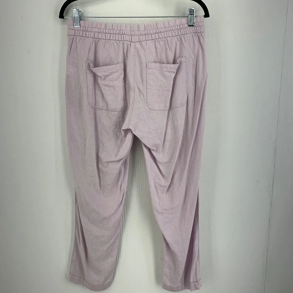 Old Navy Womens SP Linen Blend Cropped Jogger Pants Beach Coastal Resort Pull On